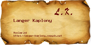 Langer Kaplony névjegykártya